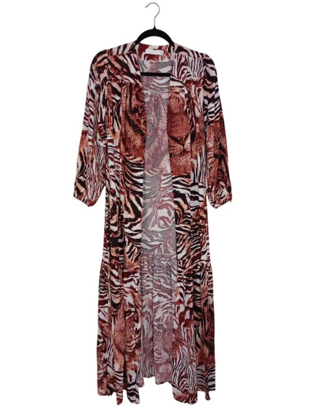 Animal Print Long Open Front Kimono Cardigan Casual Wear Size Medium-Large Women